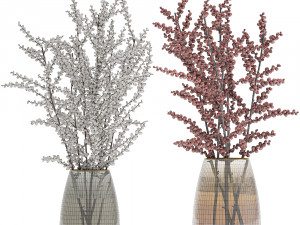 decorative bouquet of branches with red berries in a vase 99 Modèle 3D