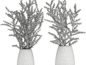 decorative bouquet of branches with red berries in a vase 99 Modèle 3D