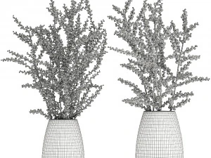 decorative bouquet of branches with red berries in a vase 99 3D Model