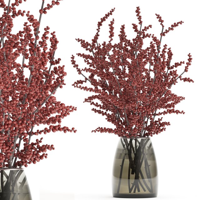 bouquet of branches with red berries in a vase 99 3D 모델 .c4d .max .obj .3ds .fbx .stl .blend 