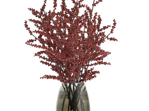 bouquet of branches with red berries in a vase 99 3D Model