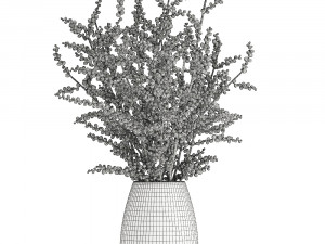 bouquet of branches with red berries in a vase 99 3D 모델