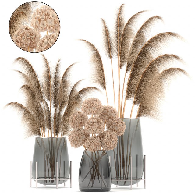 bouquet of dried flowers in a vase 101 3D Модель .c4d .max .obj .3ds .fbx .stl .blend 