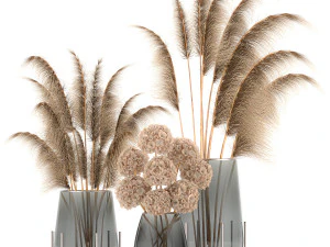 bouquet of dried flowers in a vase 101 3D Model
