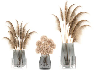 bouquet of dried flowers in a vase 101 3D Model