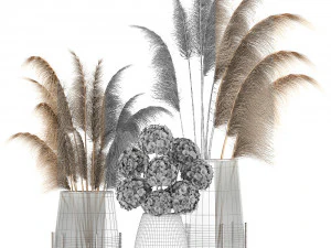 bouquet of dried flowers in a vase 101 3D Model