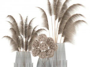 bouquet of dried flowers in a vase 101 3D Model