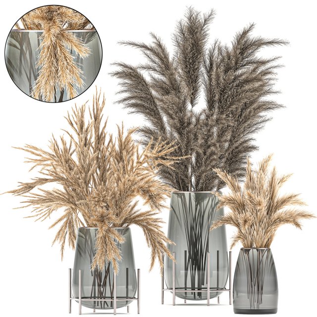 bouquet of dried flowers in a vase 102 Modelo 3D .c4d .max .obj .3ds .fbx .stl .blend 