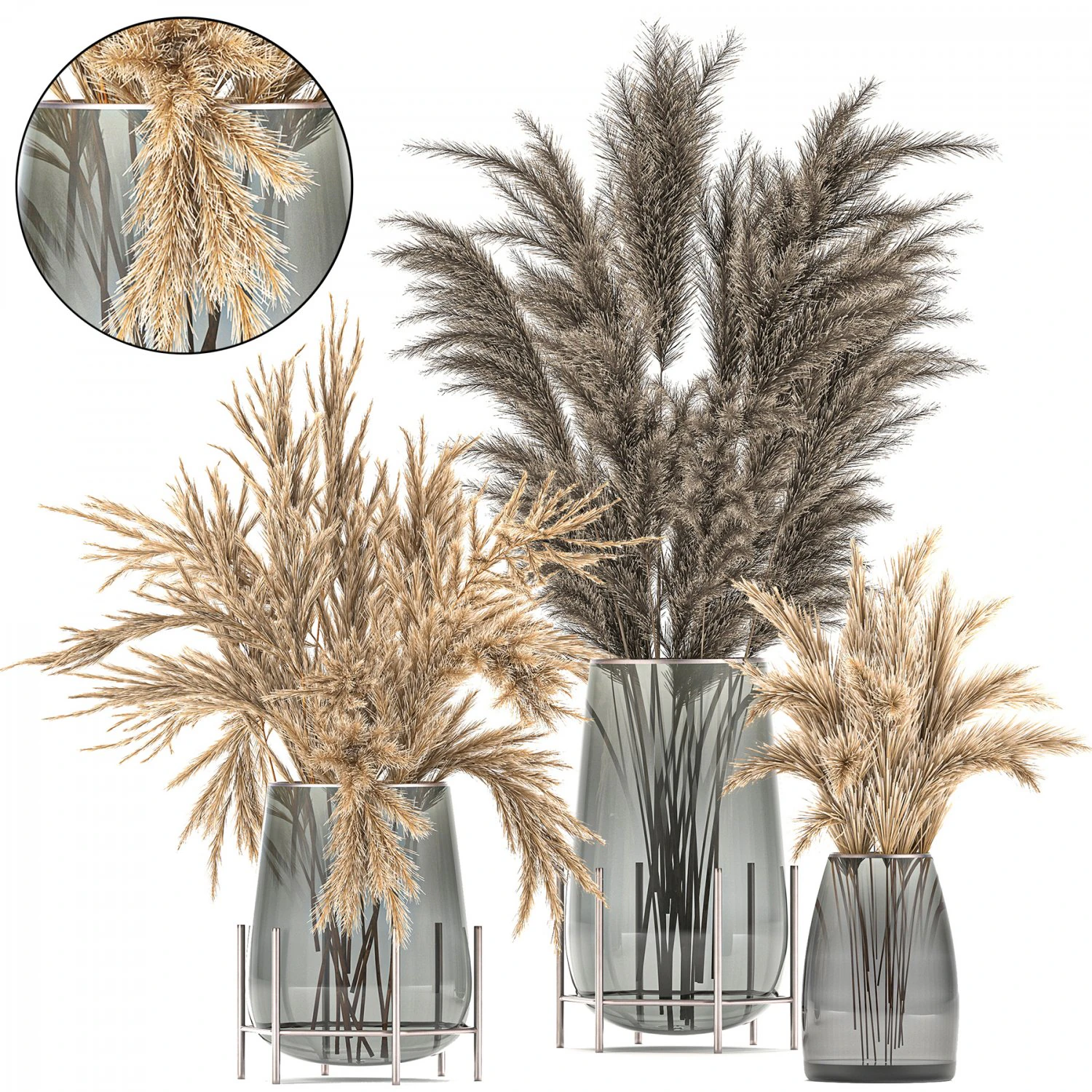 bouquet of dried flowers in a vase 102 3D Model .c4d .max .obj .3ds .fbx .stl .blend 