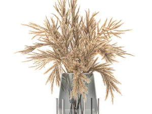 bouquet of dried flowers in a vase 102 3D Model