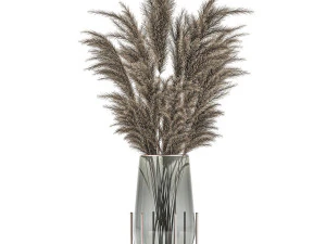 bouquet of dried flowers in a vase 102 3D Model