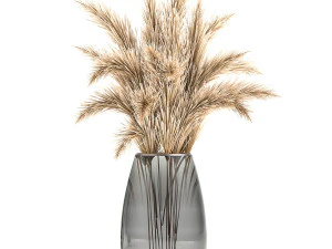 bouquet of dried flowers in a vase 102 3D Model