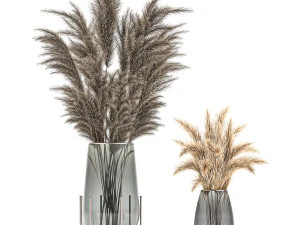 bouquet of dried flowers in a vase 102 3D Model