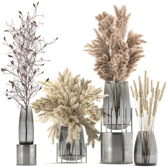 bouquet of dried flowers in a vase 103 Model 3D .c4d .max .obj .3ds .fbx .stl .blend 