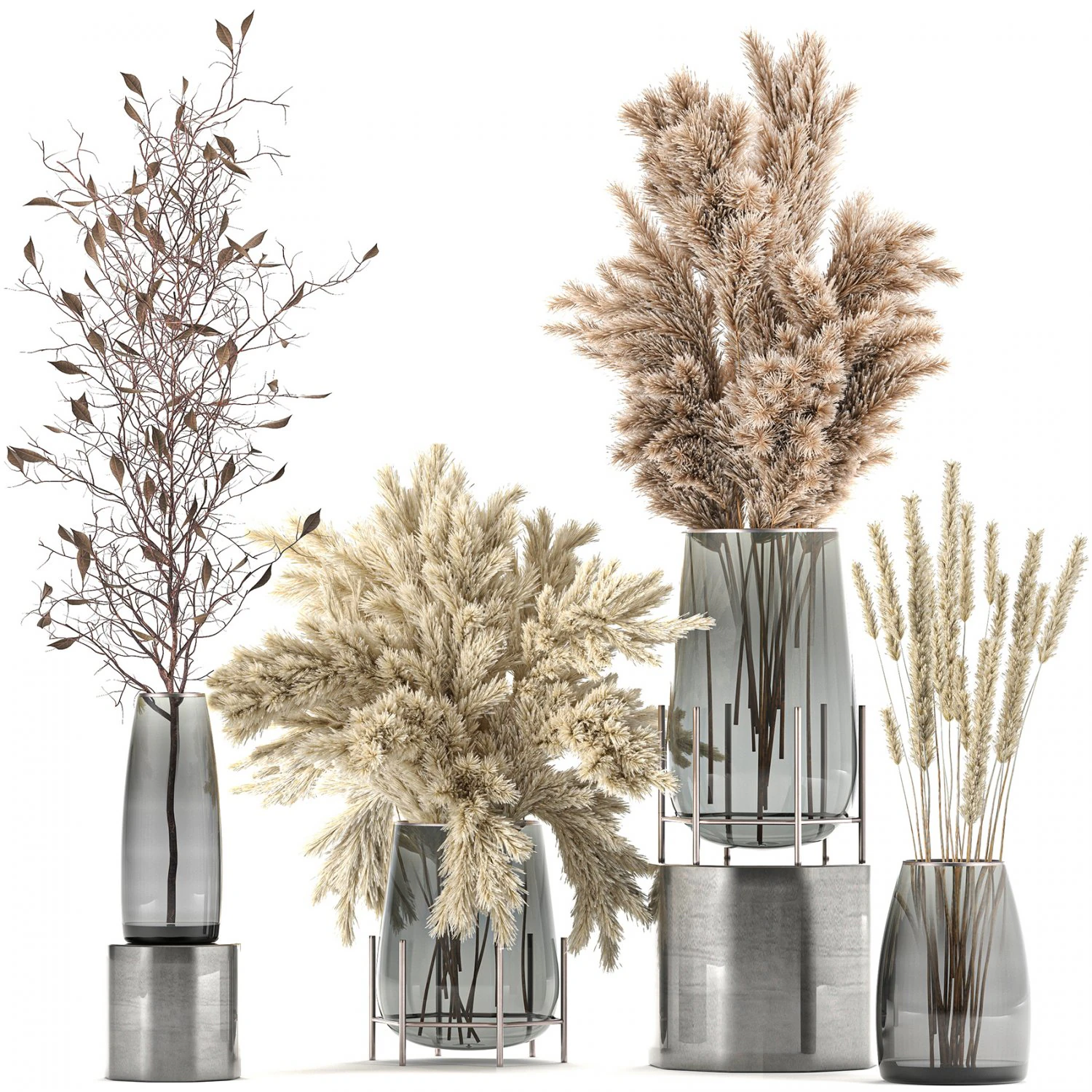 bouquet of dried flowers in a vase 103 3D Model .c4d .max .obj .3ds .fbx .stl .blend