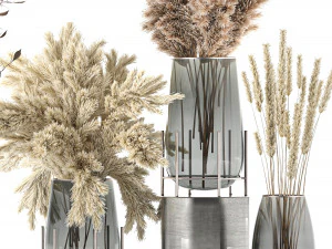 bouquet of dried flowers in a vase 103 3D Model