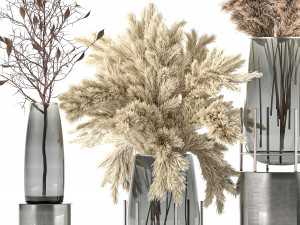 bouquet of dried flowers in a vase 103 Model 3D