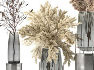 bouquet of dried flowers in a vase 103 3D Model