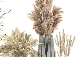 bouquet of dried flowers in a vase 103 3D Model