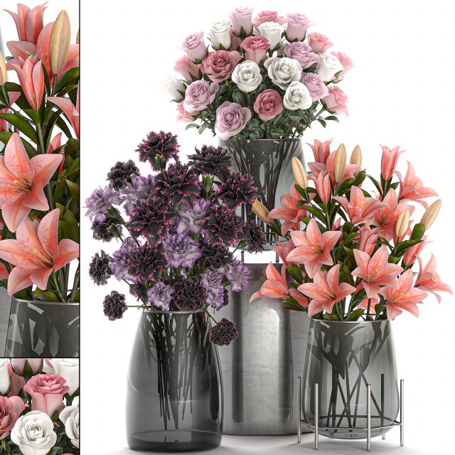 bouquet of flowers in a vase for decoration 106 3D 模型 .c4d .max .obj .3ds .fbx .stl .blend 