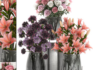 bouquet of flowers in a vase for decoration 106 3D 모델