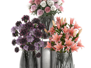 bouquet of flowers in a vase for decoration 106 3D 模型