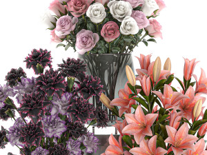 bouquet of flowers in a vase for decoration 106 3D 模型