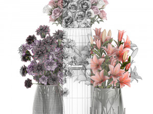 bouquet of flowers in a vase for decoration 106 3D 模型
