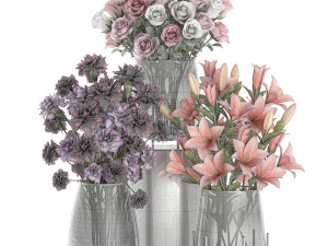 bouquet of flowers in a vase for decoration 106 3D 模型
