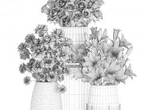 bouquet of flowers in a vase for decoration 106 3D 模型