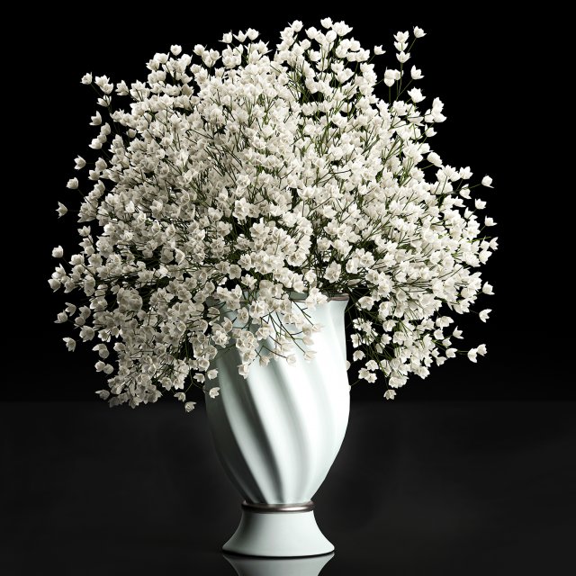 bouquet of white flowers in a vase for decoration 107 Modelo 3D .c4d .max .obj .3ds .fbx .stl .blend 