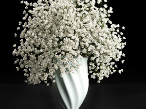 bouquet of white flowers in a vase for decoration 107 3D Model
