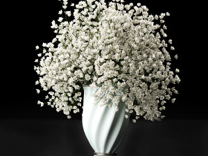 bouquet of white flowers in a vase for decoration 107 Modelo 3D