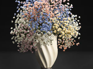 장식용 꽃병에 꽂힌 꽃다발 108 3D 모델