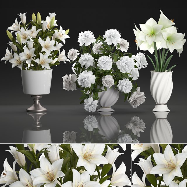 bouquet of white flowers in a vase for decoration 109 Modelo 3D .c4d .max .obj .3ds .fbx .stl .blend 