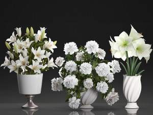 bouquet of white flowers in a vase for decoration 109 Modelo 3D