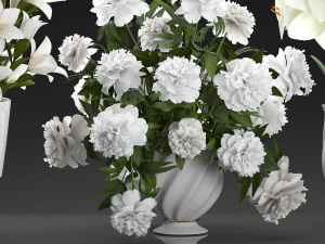bouquet of white flowers in a vase for decoration 109 3D Model