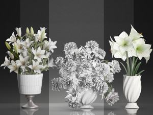 bouquet of white flowers in a vase for decoration 109 Modelo 3D