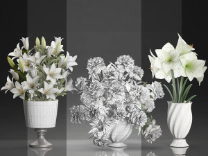 bouquet of white flowers in a vase for decoration 109 3D Model