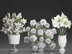 bouquet of white flowers in a vase for decoration 109 3D Model