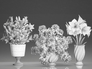 bouquet of white flowers in a vase for decoration 109 Modelo 3D