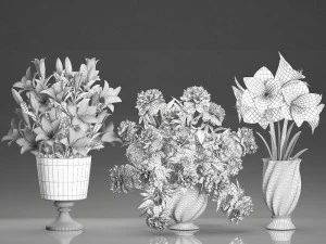 bouquet of white flowers in a vase for decoration 109 3D Model