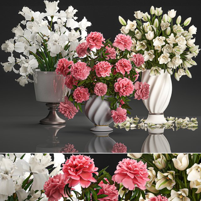 bouquet of white flowers in a vase for decoration 110 Model 3D .c4d .max .obj .3ds .fbx .stl .blend 