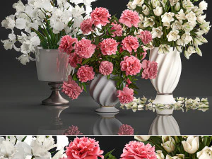bouquet of white flowers in a vase for decoration 110 3D Model