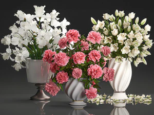 bouquet of white flowers in a vase for decoration 110 3D Model