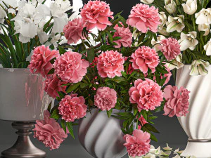 bouquet of white flowers in a vase for decoration 110 3D Model