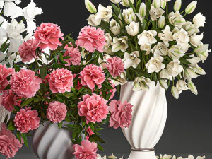 bouquet of white flowers in a vase for decoration 110 3D Model