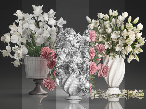 bouquet of white flowers in a vase for decoration 110 Model 3D