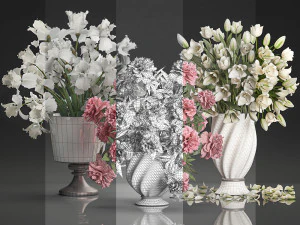 bouquet of white flowers in a vase for decoration 110 3D Model