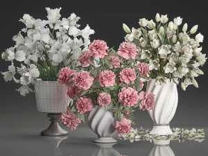 bouquet of white flowers in a vase for decoration 110 3D Model